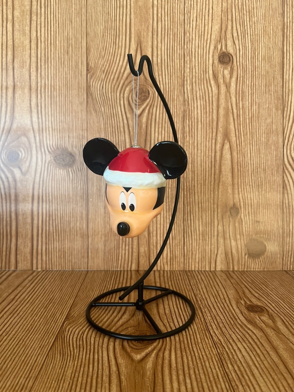 EUC Hallmark Disney Mickey Mouse Santa Head Vinyl 3D Christmas Ornament
